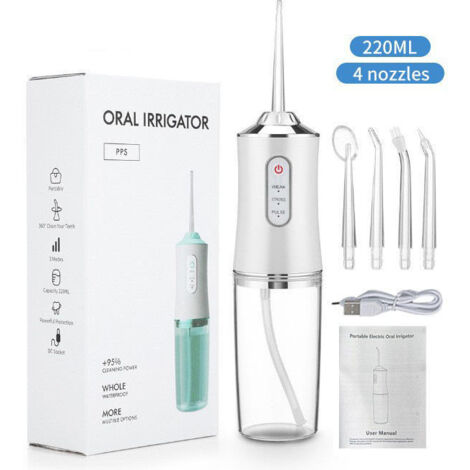 Modèle 6886 : Hydropulseur domestique blanc portable, tête amovible, grand réservoir, élimine le tartre dentaire (1/5)