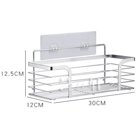 Étagère murale incurvée format moyen en acier inoxydable 304, rangement sans perçage pour salle de bain et cuisine (1/5)