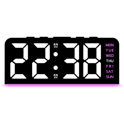 Réveil LED YiDa ShiGuang GH8033 GH8035 GH0739, boîtier plastique cadran PVC,calendrier perpétuel éclairage RGB,limentation secteur,plusieurs couleurs (1/4)
