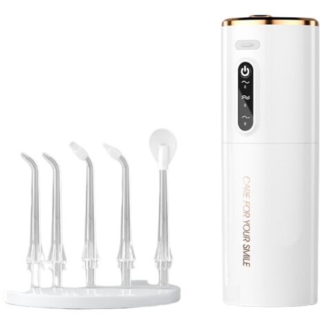 1 pièce Nouveauté améliorée : Hydropulseur électrique blanc Ulysse, irrigateur buccal portable à impulsions pour détartrage et nettoyage dentaire (1/5)