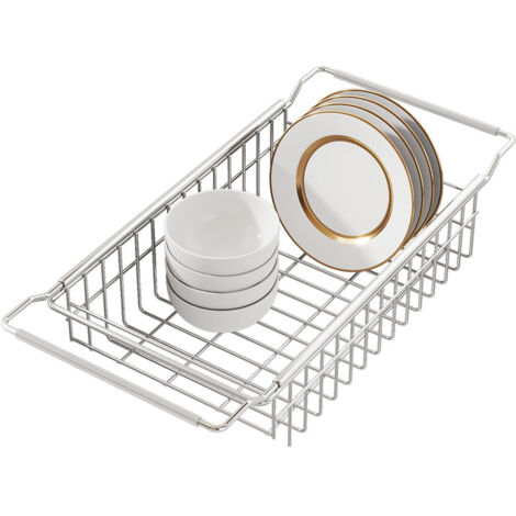 Panier égouttoir extensible en acier inoxydable, grand modèle pour évier cuisine, lavage fruits et légumes (1/5)