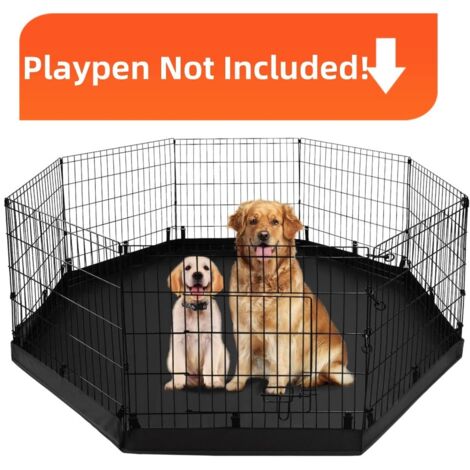 Tapis pour cage animaux 600D enduit PVC, résistant aux fuites, facile à nettoyer, forme octogonale, noir (1/5)