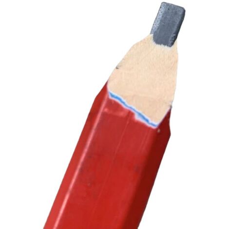 Lot de crayons de maçonnerie, corps rouge octogonal, mine plate, pour marquage (1/5)