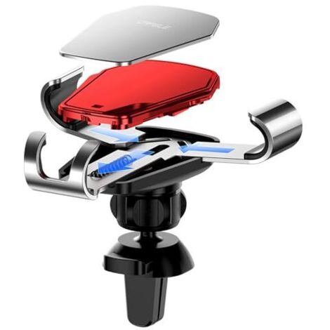 Support à détection gravité double usage grille d'aération et tableau de bord, couleur noir rouge fixation stable auto