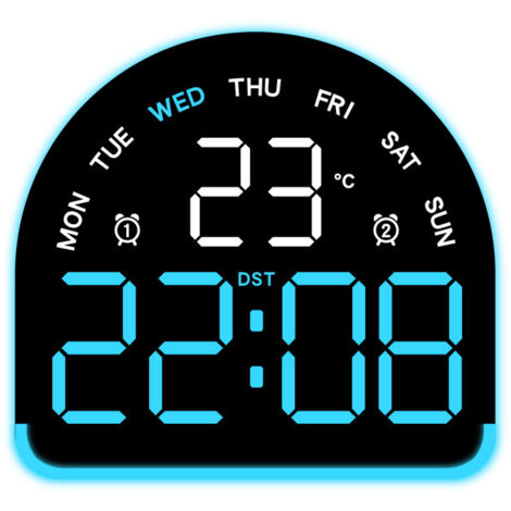 Réveil LED Yida Shiguang, thermomètre hygromètre calendrier, boîtier ABS ultra-fin 10mm, éclairage multicolore, modèle 5522 déco intérieure (1/5)