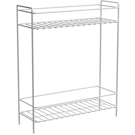 Étagère double étages en acier 304, rangement salle de bain sans perçage pour cosmétiques (1/5)