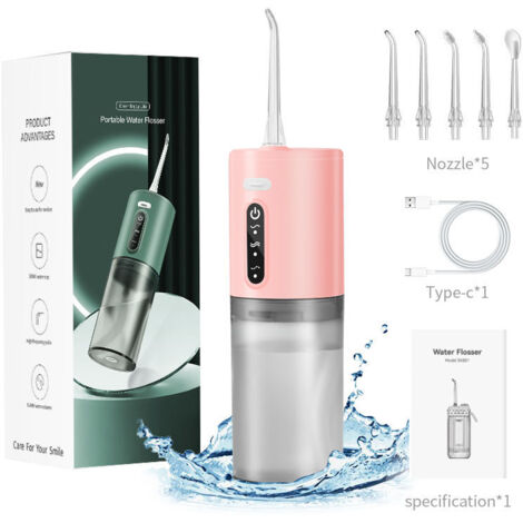 Un hydropulseur rose basique pour éliminer le tartre et nettoyer les dents, un irrigateur buccal portable, un nettoyeur dentaire à impulsions portable (1/5)