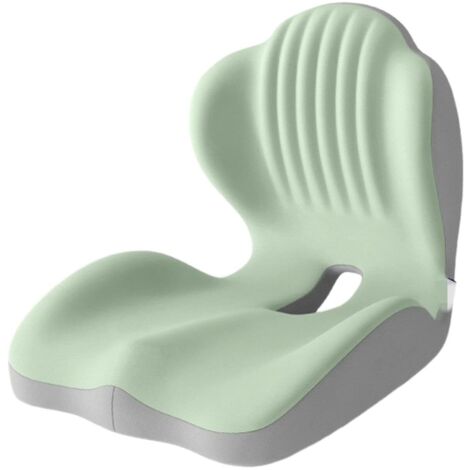 Coussin ergonomique forme L en mousse mémoire de forme gris-vert, soutien lombaire polyvalent, soulage les douleurs du coccyx et du nerf sciatique