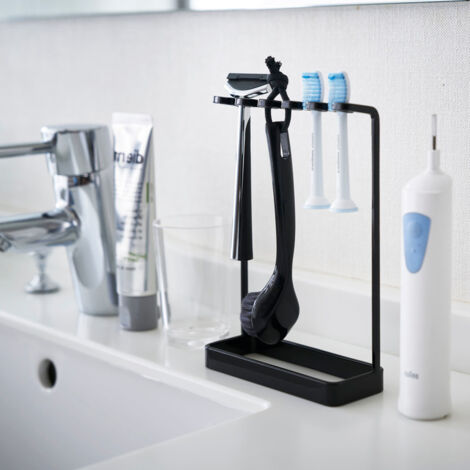 Support mural pour brosse à dents électrique sans perçage, design japonais métal, version blanc et noir (1/5)