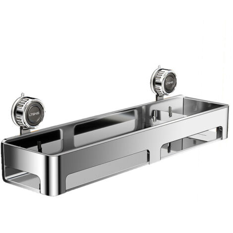 Étagère de salle de bain en acier inoxydable 20cm à ventouses, démontable, simple étage sans perçage (1/5)