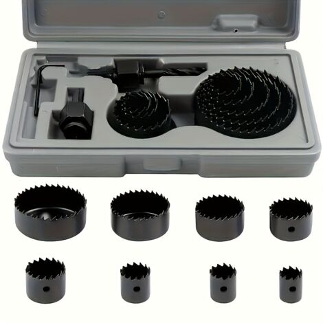 Coffret de scies trépans 11/16 pièces, outils de perçage pour bois, plastique et plaques de plâtre, avec adaptateur et boîte (1/5)