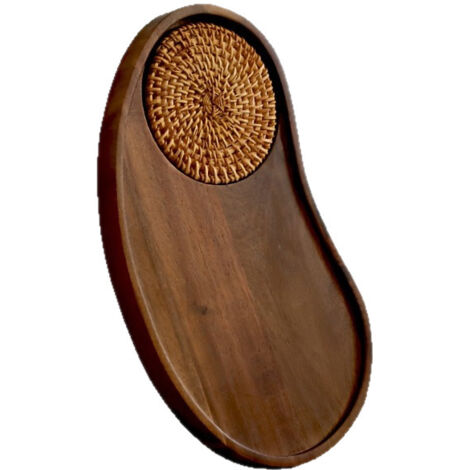 Plateau en bois d'acacia forme noix de cajou, plateau solide pour dessert tasse café, plateau à thé maison et hôtel (1/5)