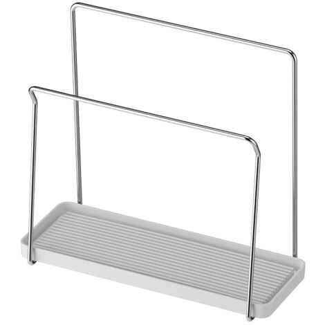 Support double barre en inox pour éponge et lavette, égouttoir d'évier cuisine (1/5)