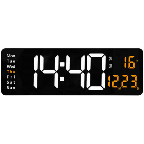 Horloge murale LED Yida Shiguang style nordique, heure calendrier température humidité alarme, modèle 6626 multi-couleurs pour salon chambre bureau (1/5)
