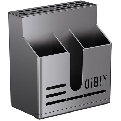 Lot de 2 supports combinés couteaux et baguettes noir nouvelle version 2026, pose sur plan ou fixation murale (1/4)