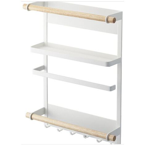 Étagère latérale magnétique pour réfrigérateur, 3 étages blanc, rangement mural pour papier et sachets de conservation (1/5)