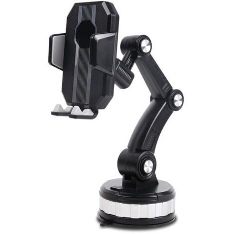 Support de téléphone de voiture, grand support de navigation à ventouse pour camions, console centrale pliable multi-articulations, compatible avec le pare-brise, noir. (1/5)