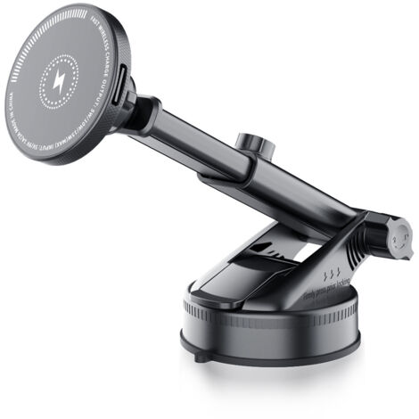 Support de téléphone de voiture avec chargeur sans fil MagSafe, fixation pour console centrale, support de navigation, noir (1/5)
