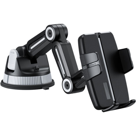 Support de téléphone de voiture multifonctionnel avec ventouse pour pare-brise et console centrale, noir (1/5)