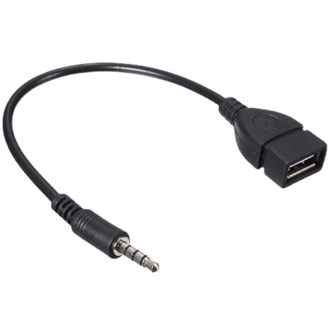 Câble convertisseur audio auxiliaire mâle 3,5 mm vers USB 2.0 type A femelle OTG (1/5)