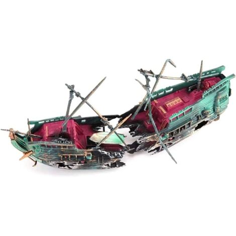Décoration pour aquarium, kit d'aménagement paysager, jouet d'oxygénation, épave sous-marine en décomposition, 24 x 6 x 10,5 cm, rouge, 1 pièce (1/5)