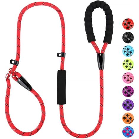 Laisse de dressage pour chien réfléchissante, robuste et anti-étranglement (rouge) (1/5)
