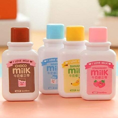 Lot de 4 rubans correcteurs en forme de bouteille, jolis rubans correcteurs en forme de cœur pour enfants (4 couleurs, ruban de 6 m) (1/5)