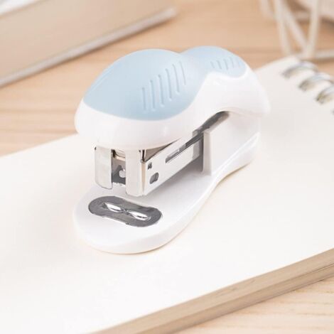 Mini agrafeuse bleu clair, cadeau standard pour étudiants ou usage au bureau (clous non inclus) (1/4)