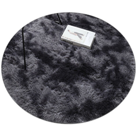 Tapis rond à poils longs pour salon, chambre à coucher, grand tapis doux, style contemporain, décoratif, coussin pour canapé (gris foncé, 100 cm de diamètre) 1 pièce (1/5)