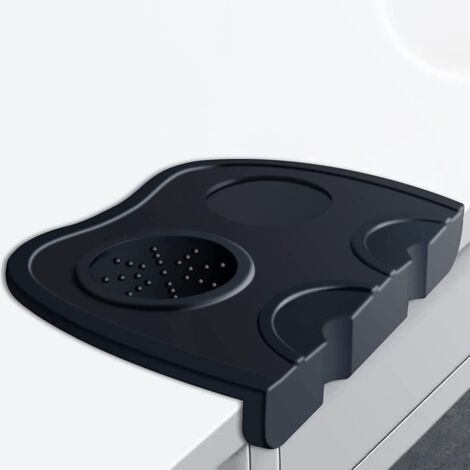 Tapis de tassage en silicone pour machine à café expresso, tapis de tassage d'angle (noir) (1/5)