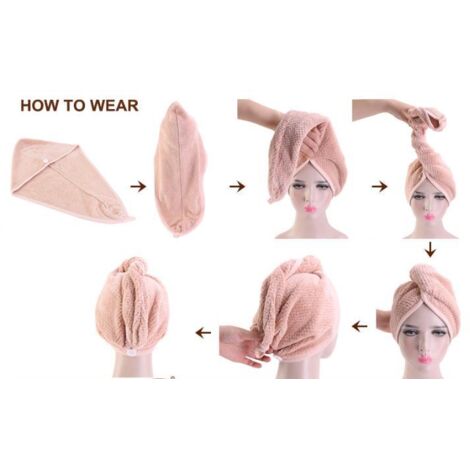 Lot de 2 lingettes en microfibre pour séchage rapide des cheveux, couleur marron. (1/4)