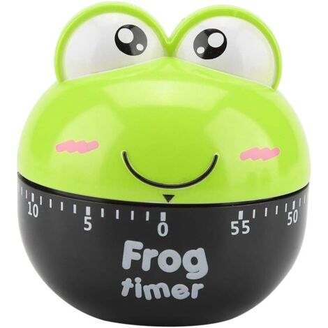 Minuteur de cuisine en plastique, outil de chronométrage mécanique, en forme de grenouille, accessoire de cuisine ménager (vert)
