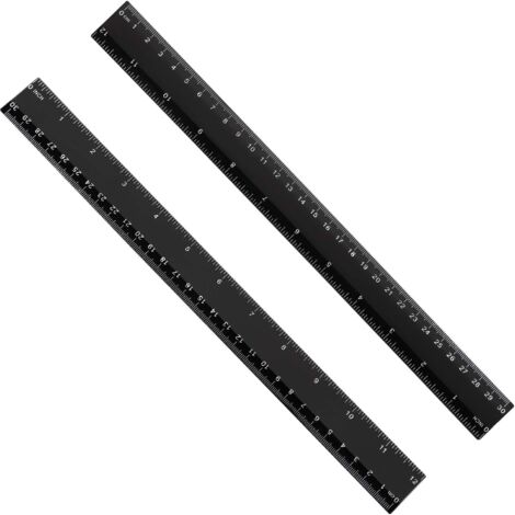 Lot de 2 règles en plastique, outil de mesure 12" pour le dessin, avec fil métallique (noir, 30,8 x 3 x 0,15 cm) (1/5)