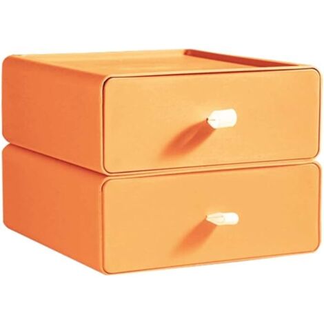 Organiseur de bureau en 2 pièces, grand tiroir à maquillage empilable, organisateur de fournitures de bureau pour bureau ou chambre d'étudiant (1/3)