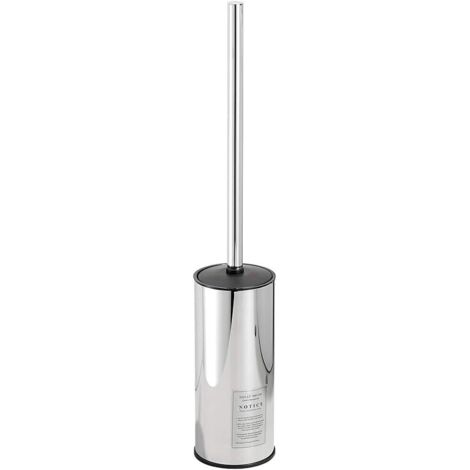 Porte-brosse WC en acier inoxydable 304, antirouille, chromé poli, rond, argenté (1/5)