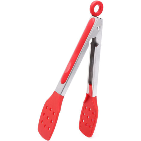 Pince de cuisine avec embouts en silicone perforés et poignée en acier inoxydable (1/4)
