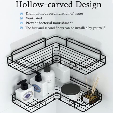 Étagère de douche murale de cuisine, panier de douche d'angle, étagère de rangement pour salle de bain, étagère de salle de bain adhésive murale, meuble de rangement pour douche, pour dortoir et cuisi (1/3)