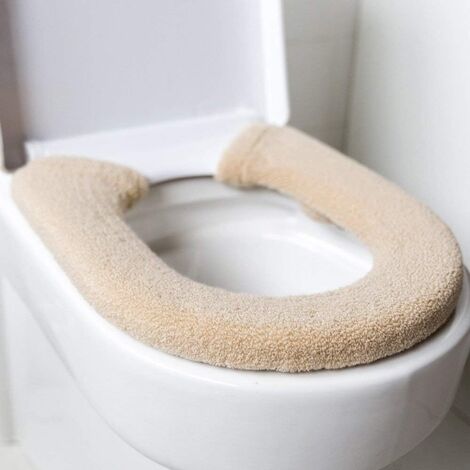 Coussin de siège de toilette épais, antibactérien, chaud, universel, lavable et réutilisable, beige (1/5)
