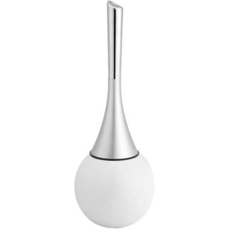 Kit de brosse de toilette portable en acier inoxydable avec support et base de salle de bain (blanc) (1/5)