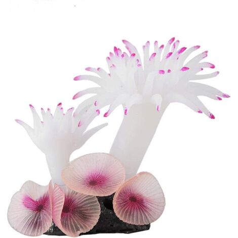 Décoration fantaisie pour aquarium, base en silicone, corail artificiel, imitation corail, plante aquatique, 7 x 8 x 9 cm, blanc, 1 pièce (1/5)