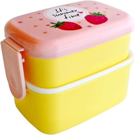 Boîte à bento Mini Boîte à lunch Micro-ondable Contenant portable Boîte à bento pique-nique étudiante Fraise (1/4)