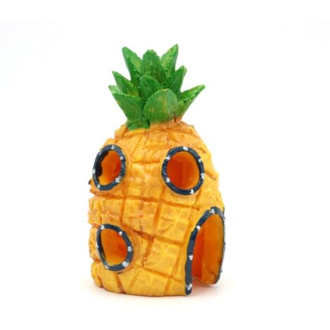 Ornement décoratif en forme de maison d'ananas pour aquarium, habitat pour poissons et crevettes, 6,5 x 6,5 x 12,5 cm, jaune, 1 pièce (1/4)