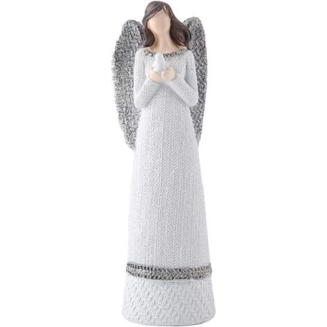 Statues et autres décorations - Statue d'ange en prière de 20 cm - Statue en résine sculptée à la main - Statue d'ange blanc - Décoration intérieure - Décoration de table - Blanc - 1 pièce (1/4)