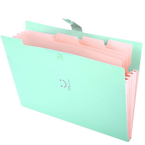 Chemise à rabats mignonne aux couleurs acidulées, organiseur à 5 pochettes à onglets, chemise scolaire portable à l'alphabet (turquoise) (1/5)