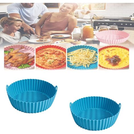 Plaque de cuisson en silicone réutilisable pour friteuse à air chaud, 100 % comestible (bleue, 19 cm) (1/3)