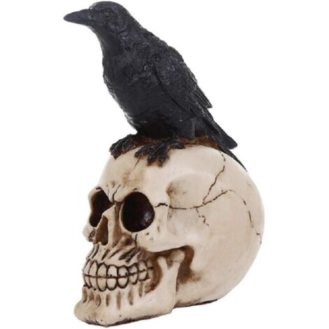 Tête de crâne de corbeau réaliste en résine, statue de crâne humain, squelette, cimetière de crânes, figurine, sculpture (1/5)