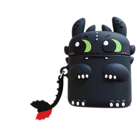 Étui en silicone pour AirPods 1 et 2, motif dessin animé 3D, style mignon et créatif, étanche et antichoc, noir. (1/2)