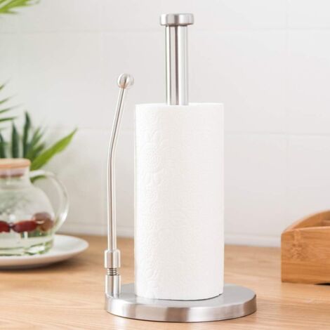 Porte-rouleau de papier toilette en acier inoxydable, porte-rouleau de cuisine classique, porte-rouleau vertical, porte-rouleau élégant, H 33 cm (1/4)