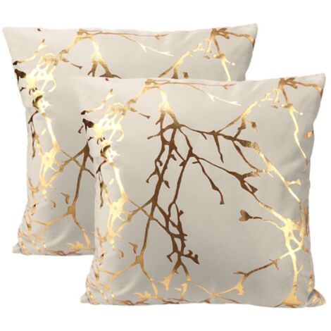 Lot de 2 housses de coussin décoratives en velours pour canapé, 45 x 45 cm (1/5)