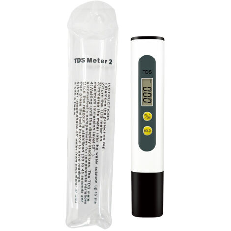 Détecteur de qualité de l'eau avec écran LCD, stylo de détection à deux boutons pour réservoir d'eau potable de piscine (1 noir) (1/5)